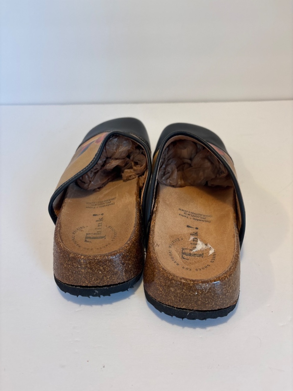 Vintage 90’s Think! Leather Mule Clogs Painted Angel Design 39 - Picture 3 of 5